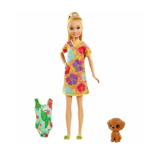 Игровой набор Barbie Стейси рыжеволосая в платье с питомцем и аксессуарами кукла
