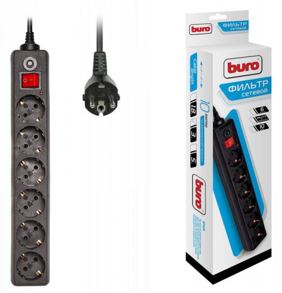 Сетевой фильтр Buro 600SH-3-B черный